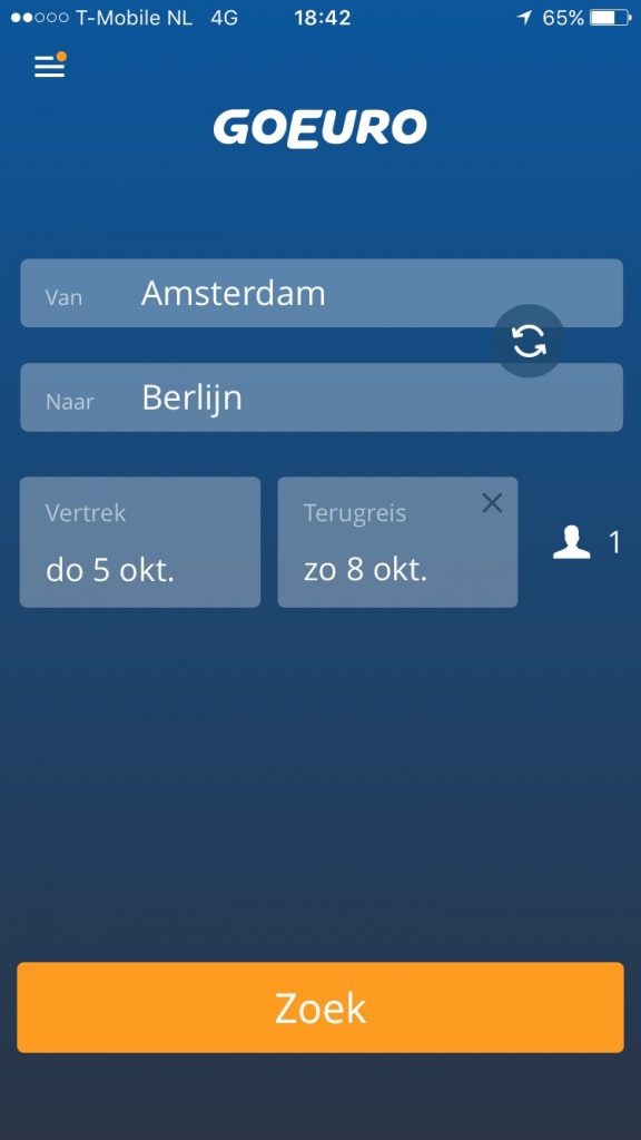 Go euro app zoekmachine